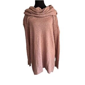 Ruby Moon Long Sleeve Dusty Rose Cowl Neck Lightweight Tunic Sweater Size L